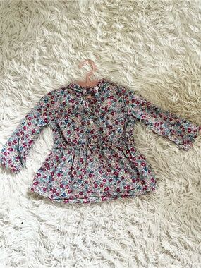 Carters baby girl Floral Peplum Long-Sleeve Top - Pink & Blue